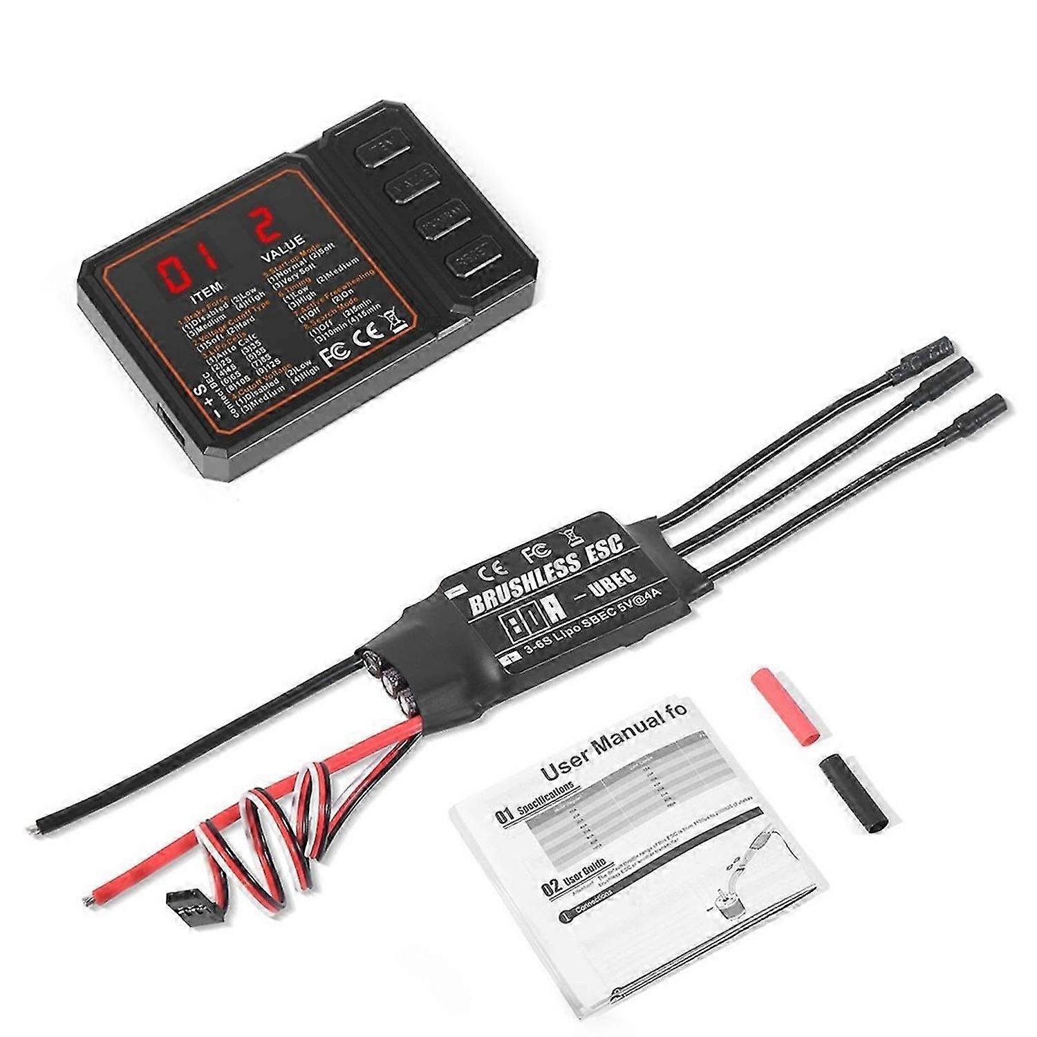 80A Brushless ESC 2-3S Lipo Support BEC Output with Programming Card for RC Car Boat Aircraft DIY Parts