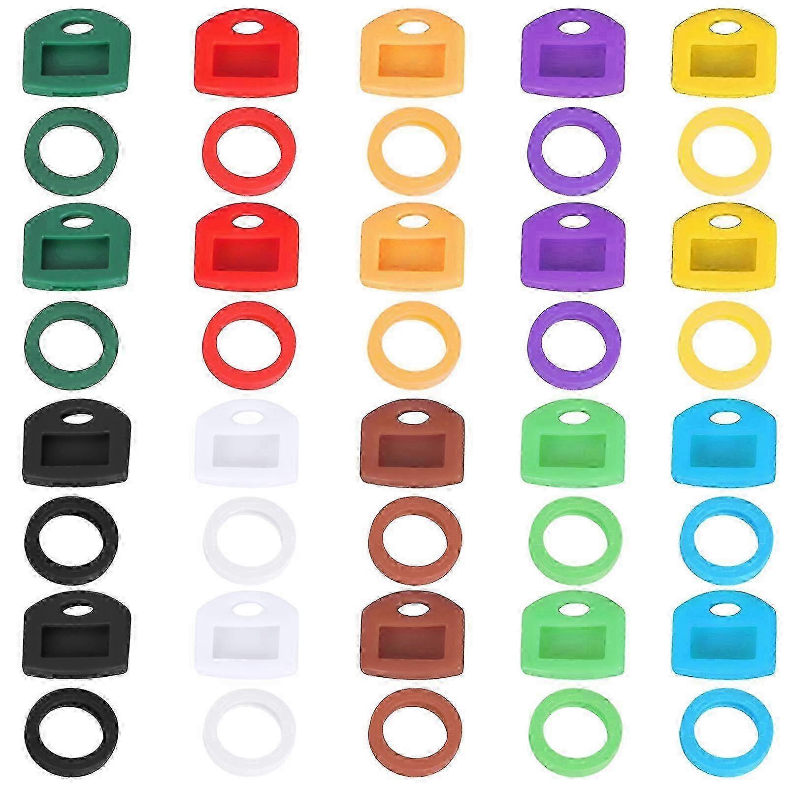 Colorful Silicone Key Caps for Easy Identification - Round & Square Styles to Protect Front Door Keys Edition 0915