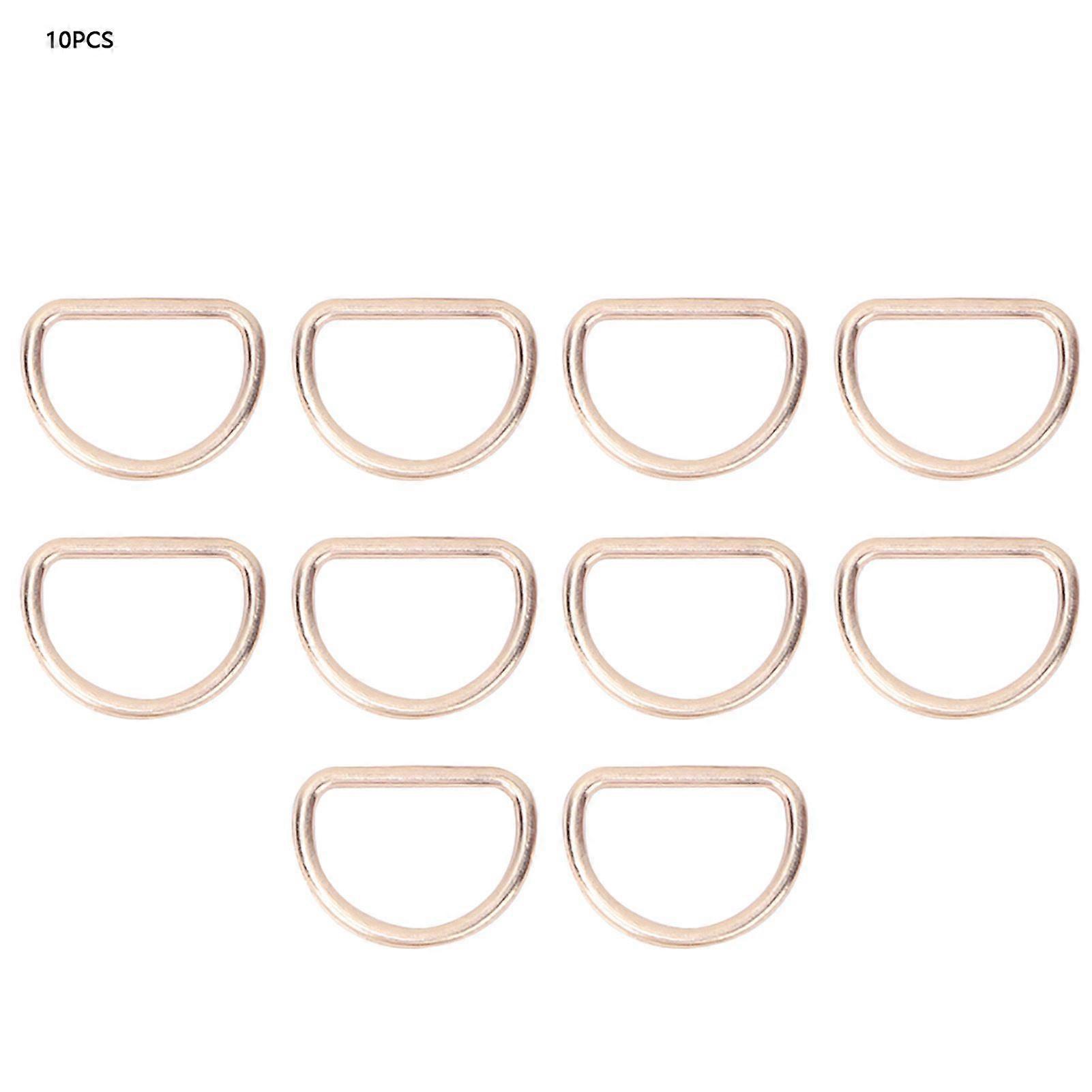 15mm 10PCS D Rings Adjusting Loop Alloy d ring for Bag Clothes Belt Strap Webbing (gold)
