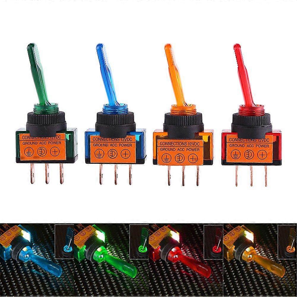 4 Pcs 12V 20A LED On/Off 3 Pin SPST Toggle Rocker Switch For Car Auto Truck Boat