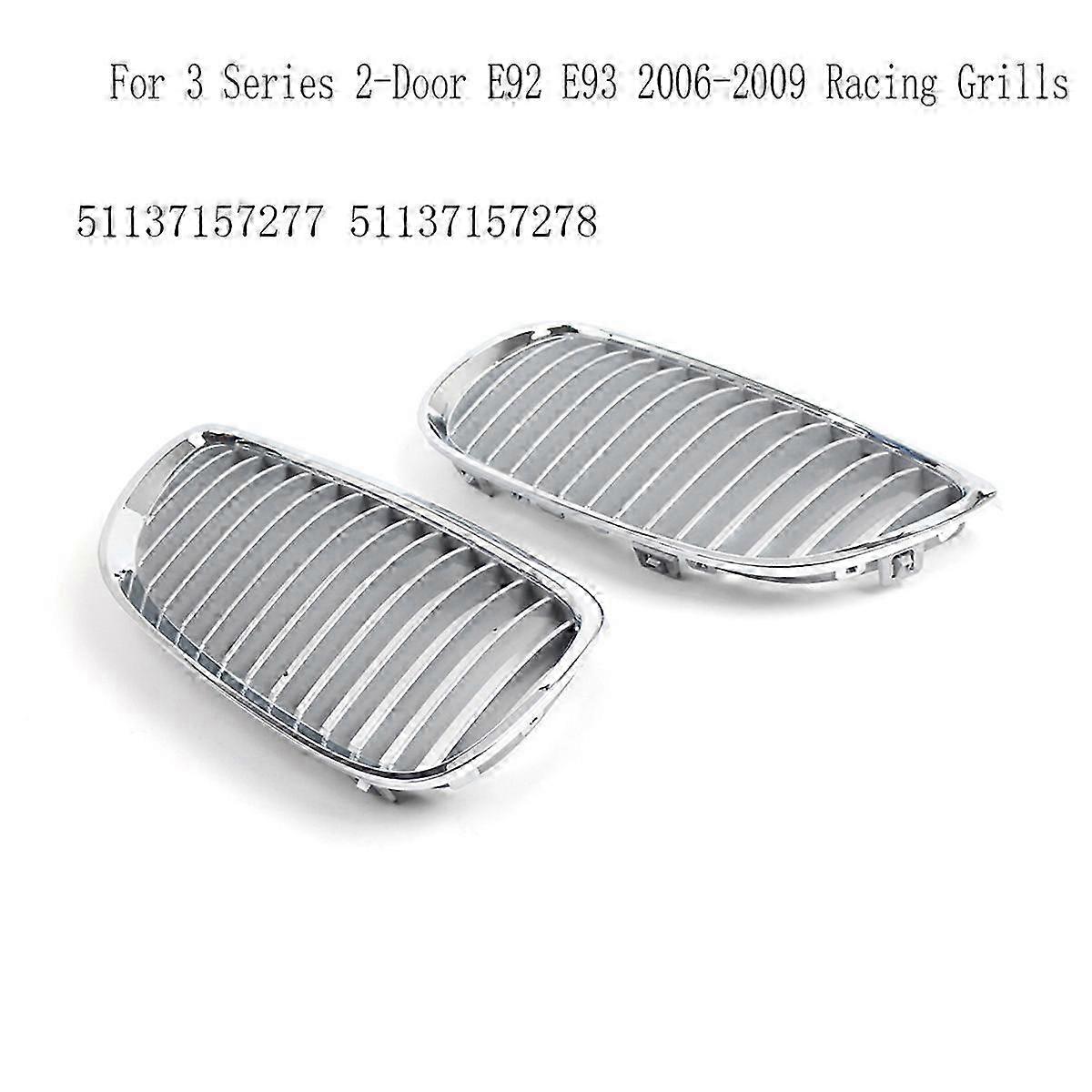 Front Grille, 1 Pair for BMW 3 Series E92 E93 2006-2009, Silver Racing Grille