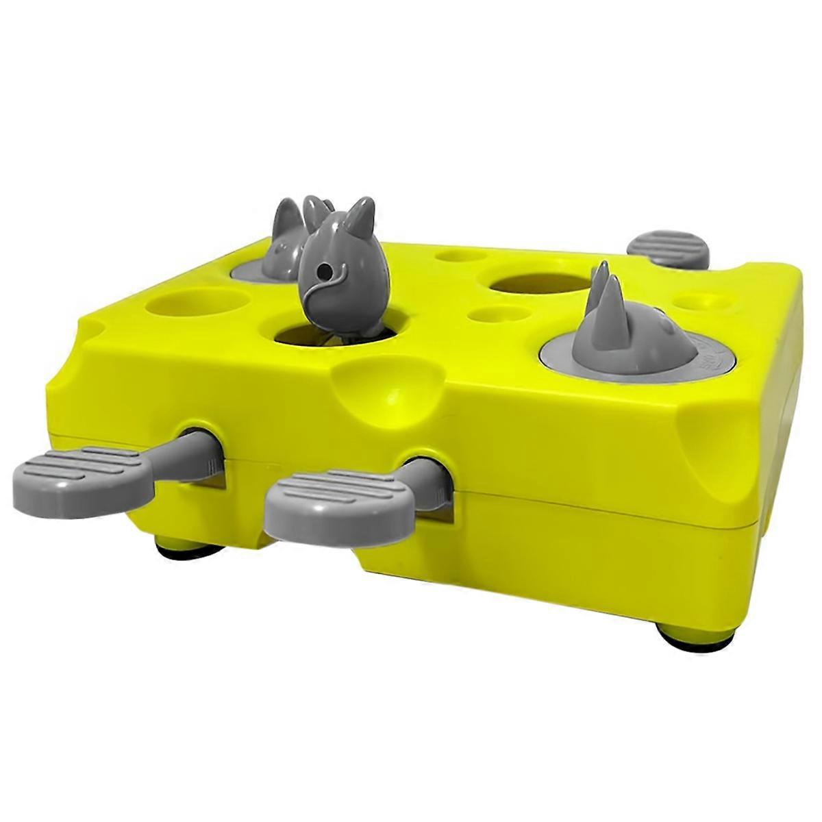 Interactive Cat Puzzle Feeder Toy - Slow Feeder & Foraging Game with Green Base & Gray Levers, Ment