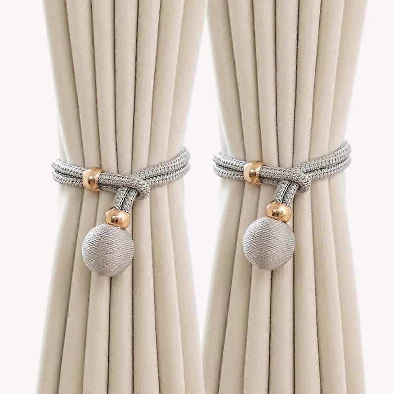 Gray Curtain Tiebacks Decorative Curtain Holdbacks with Ball, 2 Pcs Simple and Elegant Handmade Tie Backs for Window Home Kitchen Office Outdoor