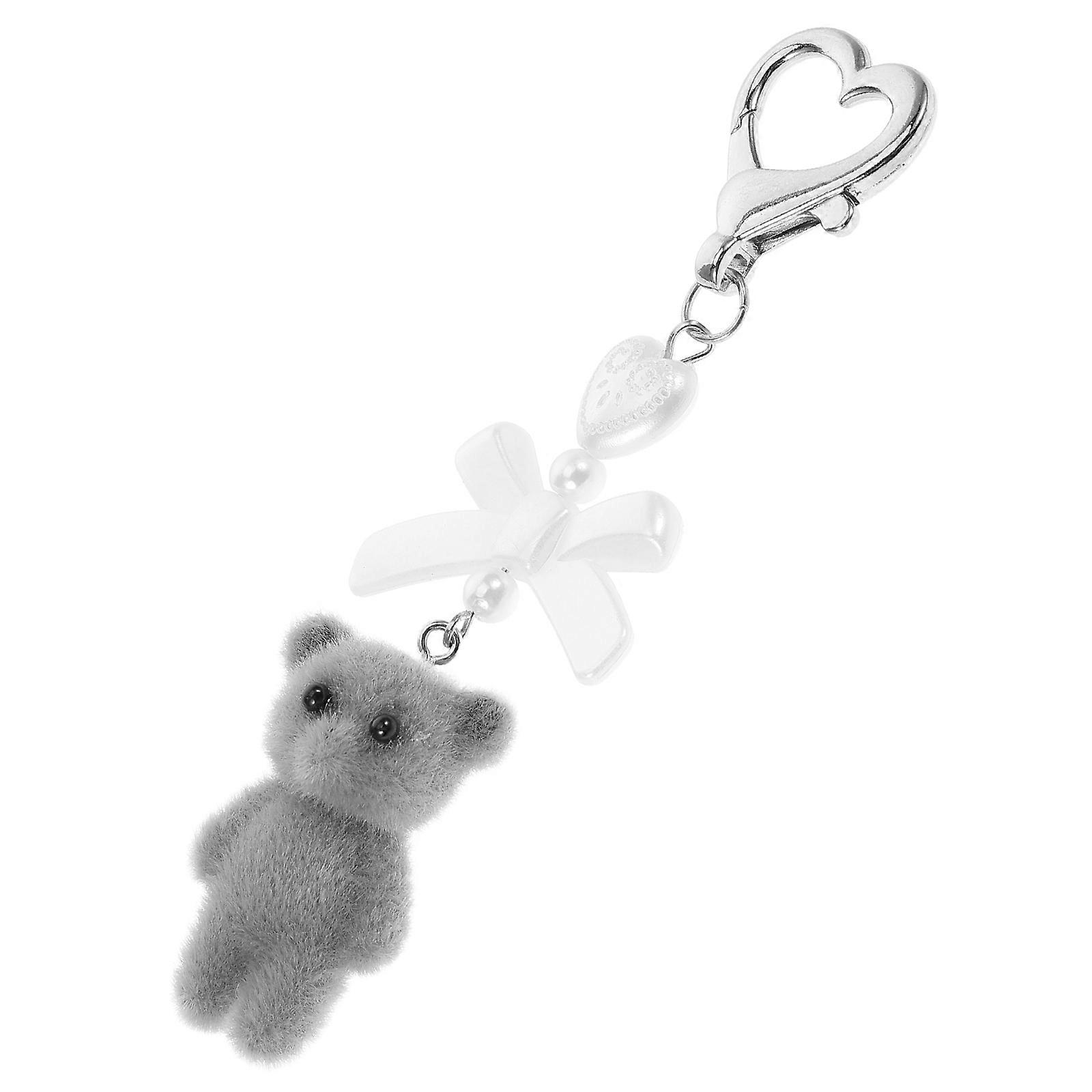 Bear Pendant Keychain Charm for Decor Grey Resin Handbag Accessory