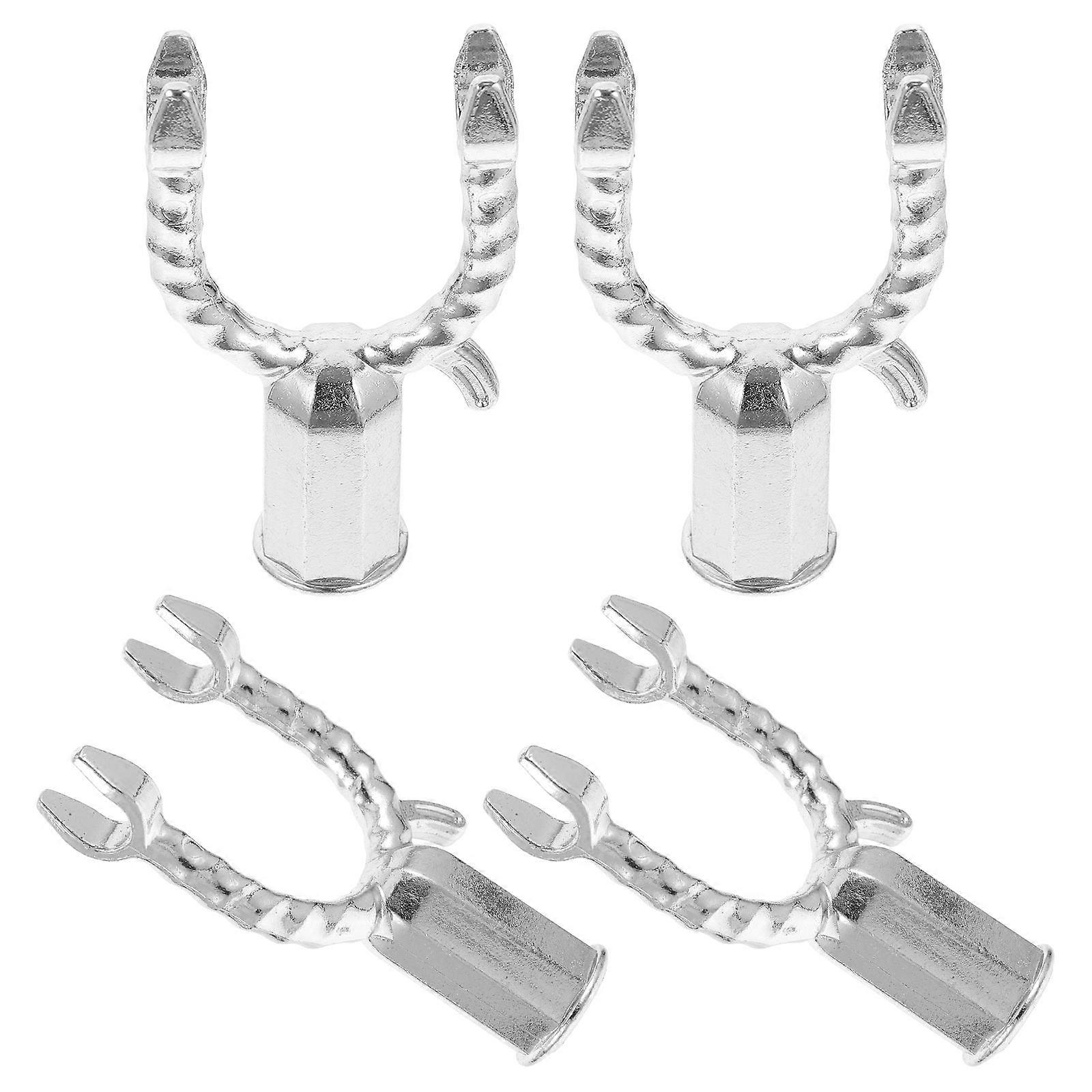 Replacement Clothes Pole Fork Clothes Rail Fork 4Pcs Silver Set