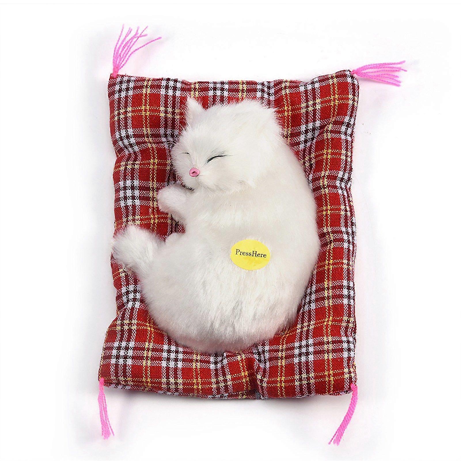 Sleeping Kid SimulationCatPlush Sound Toy Stuffed Doll Home Decoration (White)