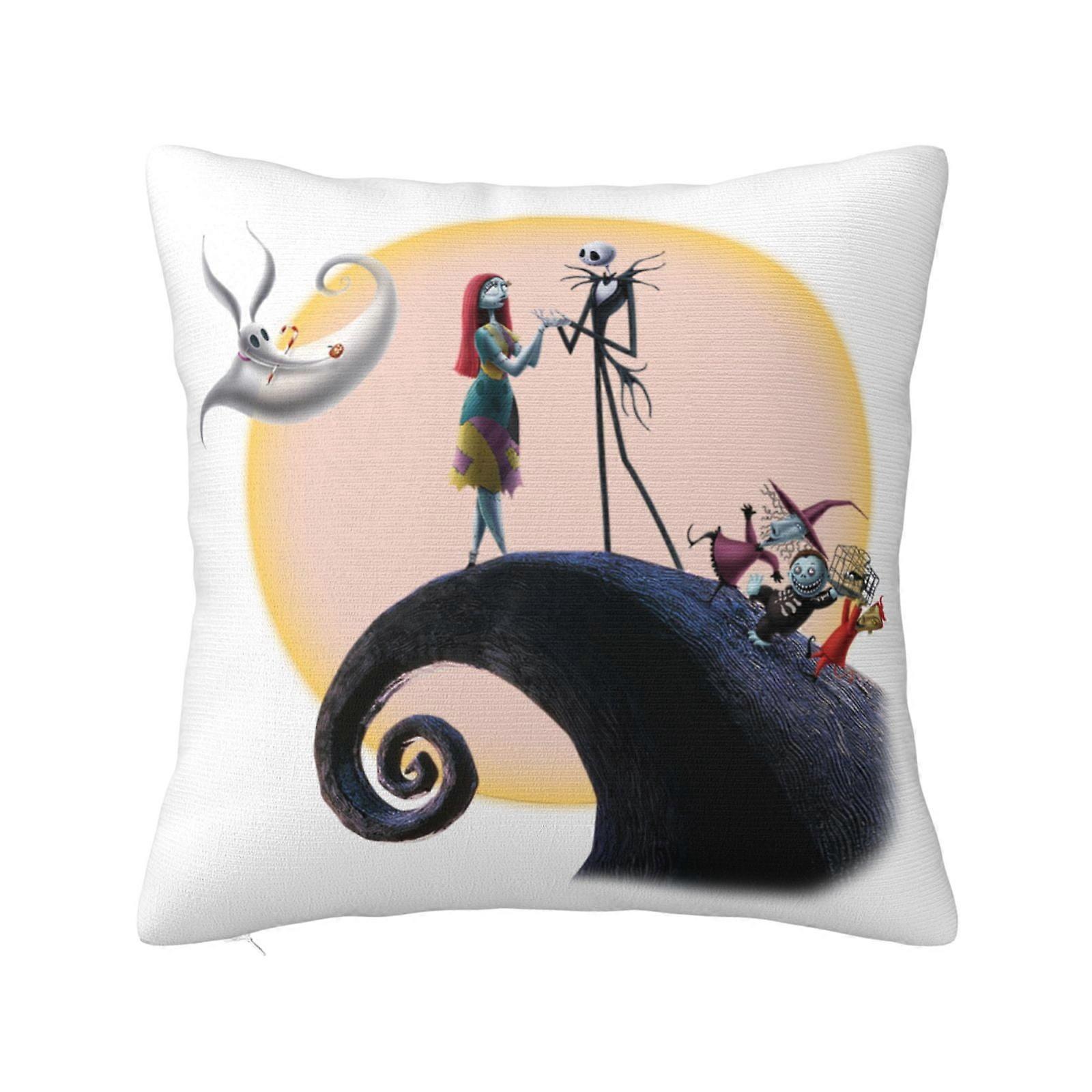 Super Soft Fuzzy Pillow Case Cover with Zipper, Compatible with Bedroom Sofa Couch, Cozy Shams for All Seasons, Square Pillow, The Nightmare Before