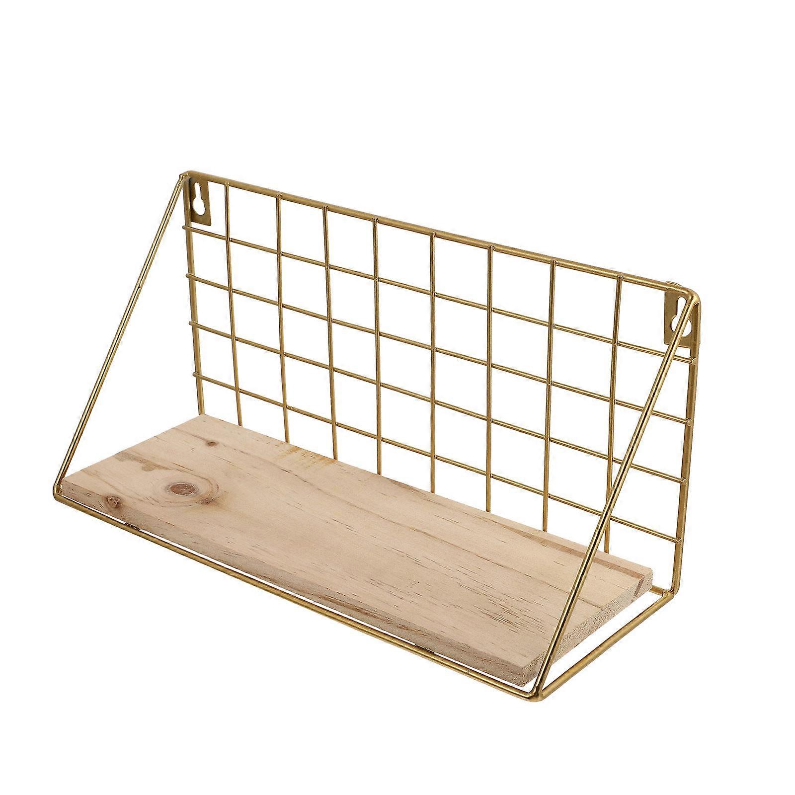 -Mounted Storage Rack Wooden Shelf Iron for 1Set Storage Use