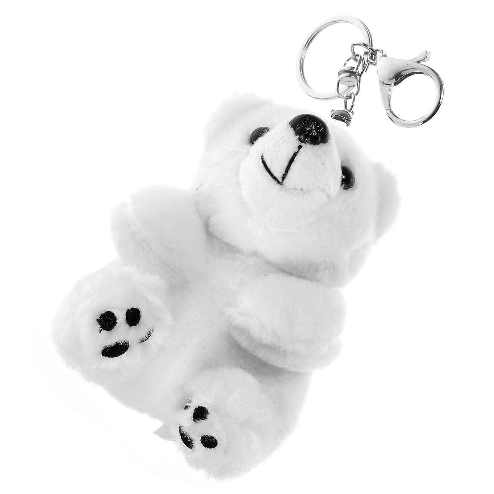 Stuffed Bear Keychain Plush Bear Pendant for Hanging 2Pcs White Bag Charms