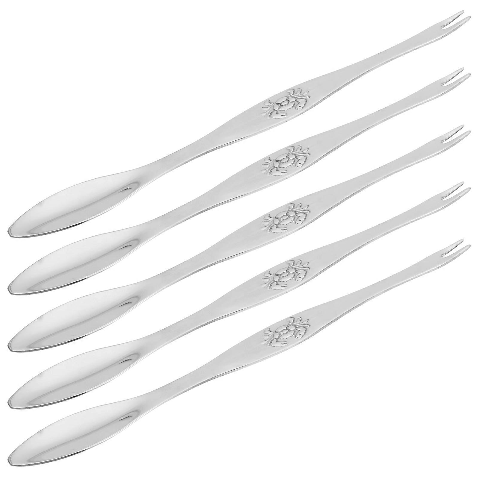 5Pcs Silver Crab Peeling Needle For Home And Restaurant Dining With Safe Handling And Elegant Elongated Shape