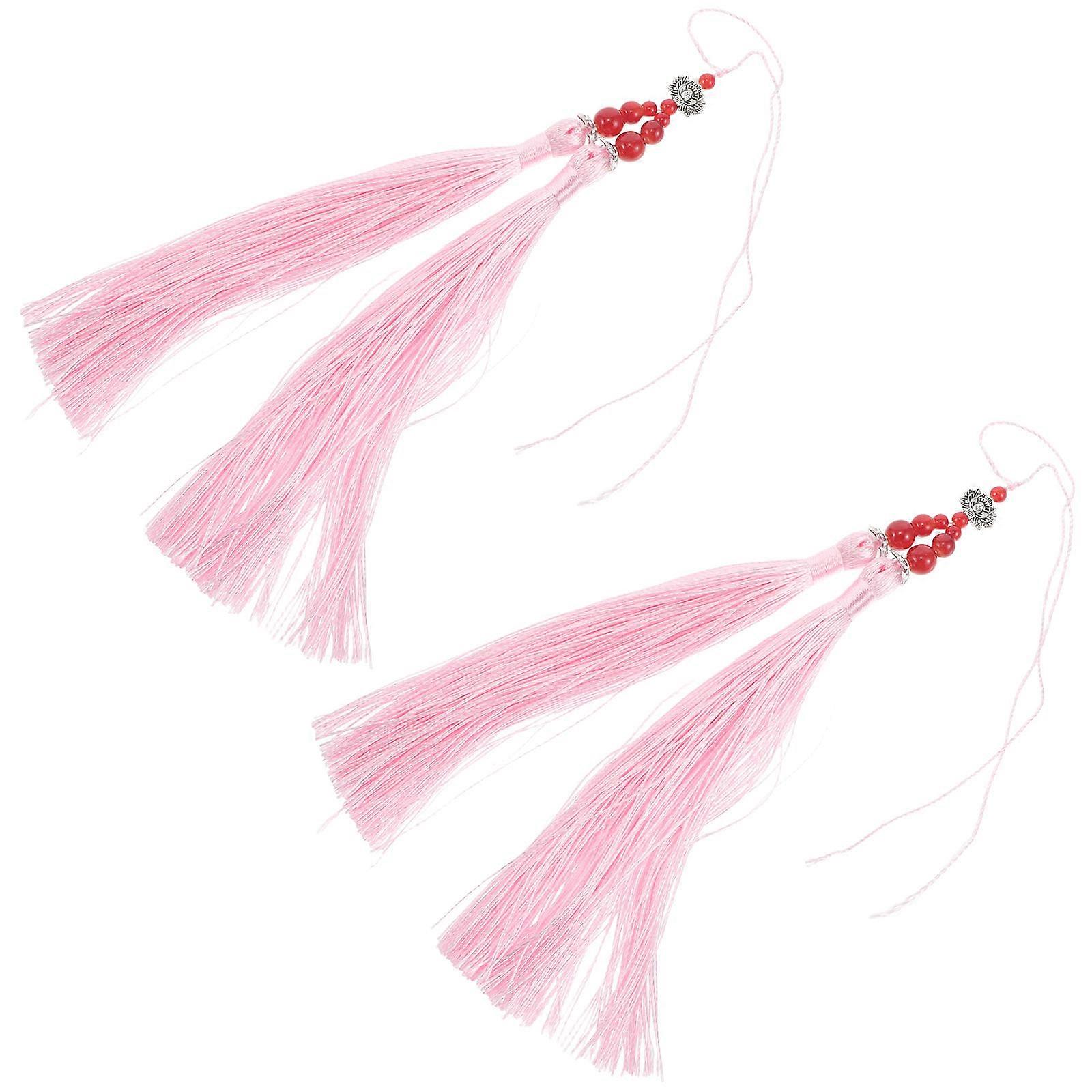 Unique Style Taichi Swords Tassel Charms DIY Craft Projects Pink Long Tassel 10Pcs