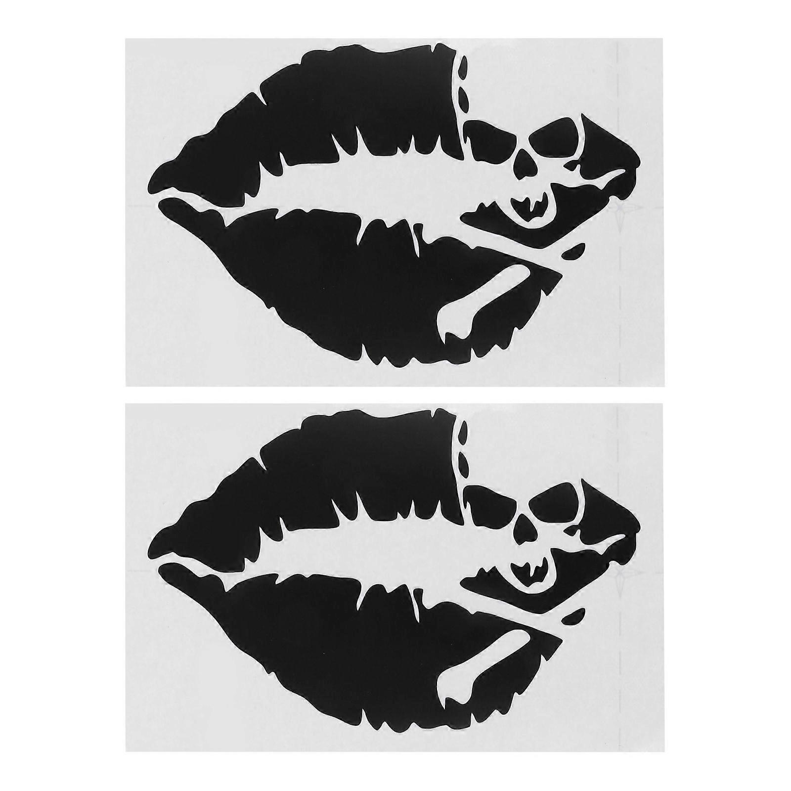 Lip Pattern Car Sticker for Decoration 6Pcs Black Creative PVC Auto Sticker