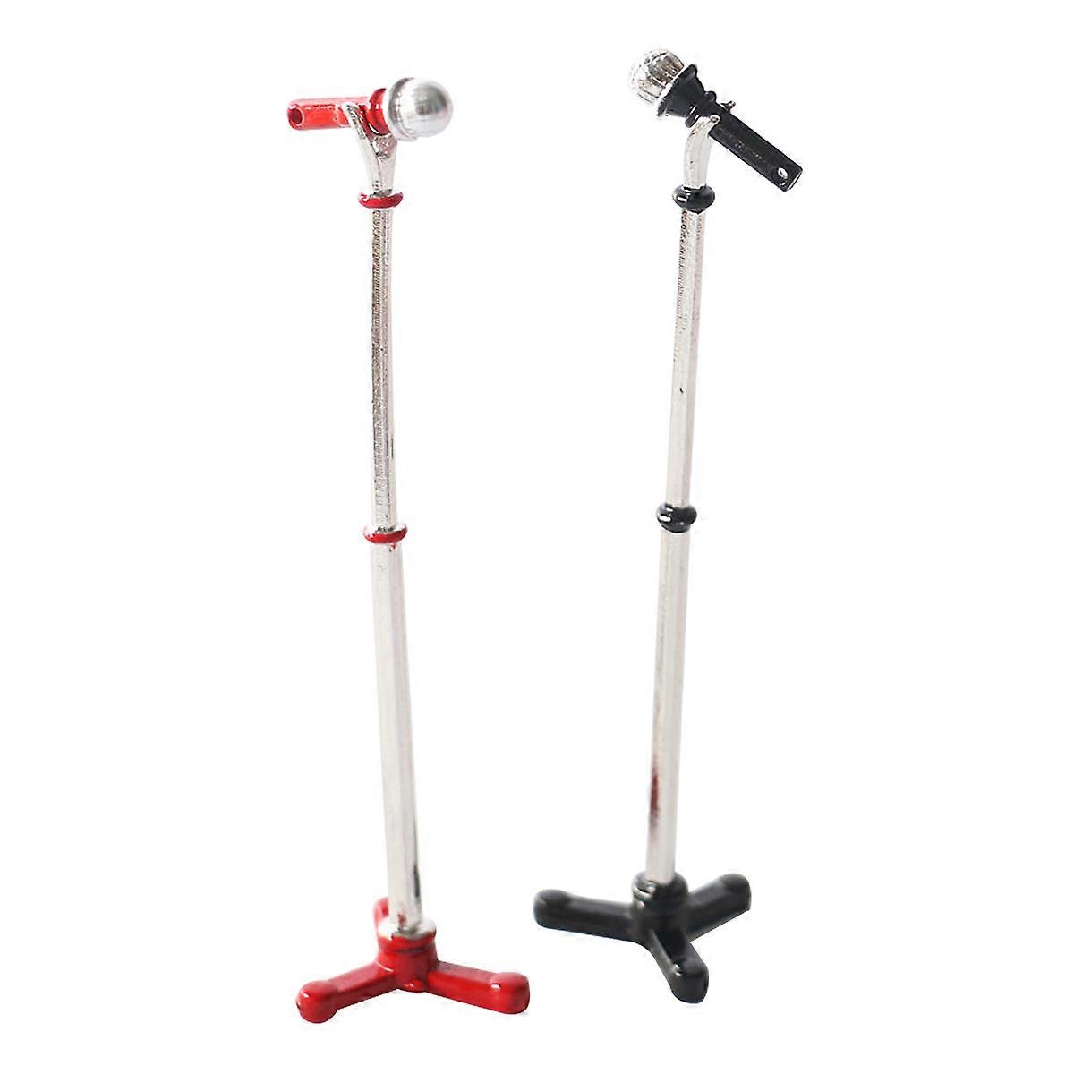 Mini Microphone Model for Doll House Use 2Sets Durable Alloy Material