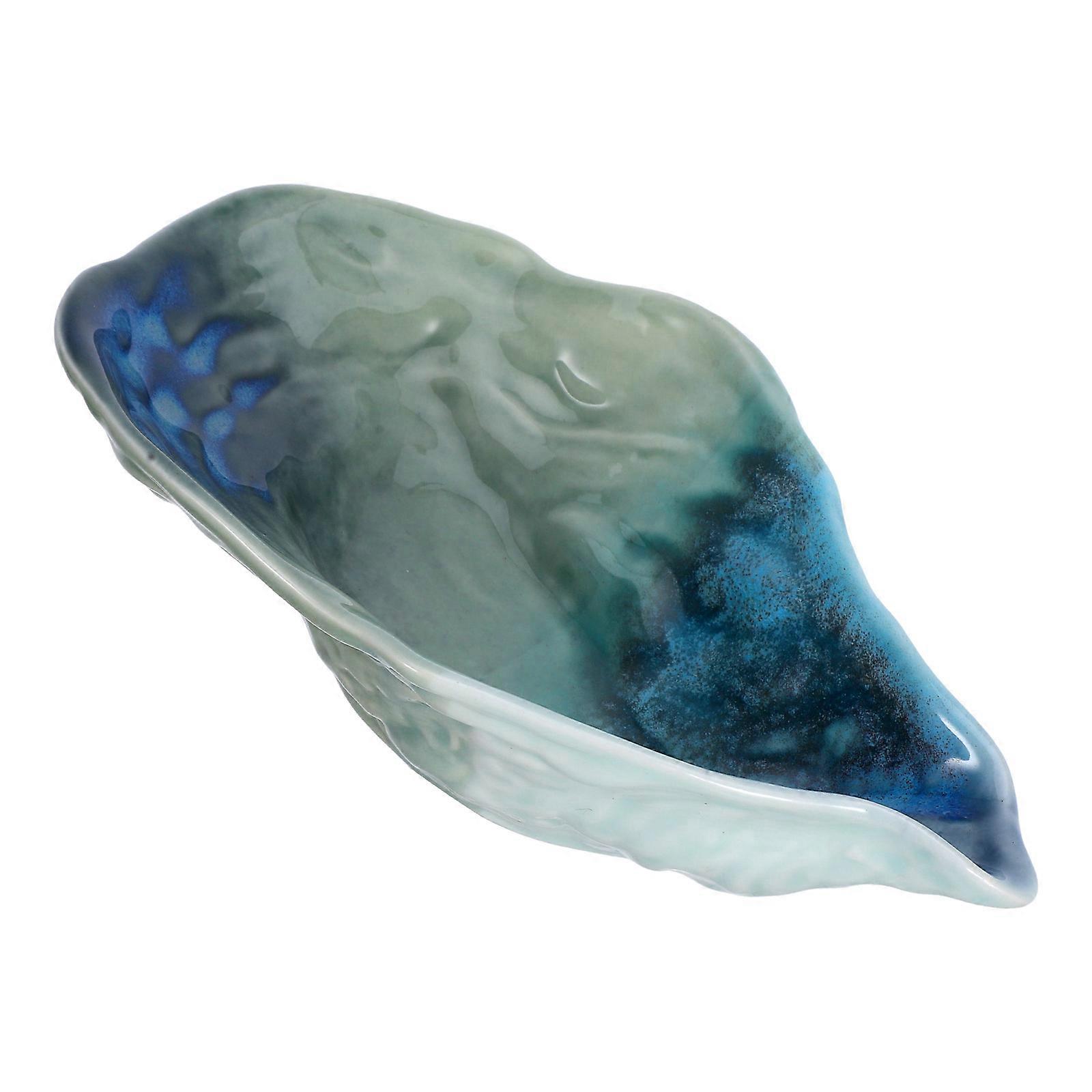 Decorative Tray 2Pcs Ceramic Dish In Oyster Shell Shape For Banquet Tableware Dining Table Decor Multi Colored Functional Use
