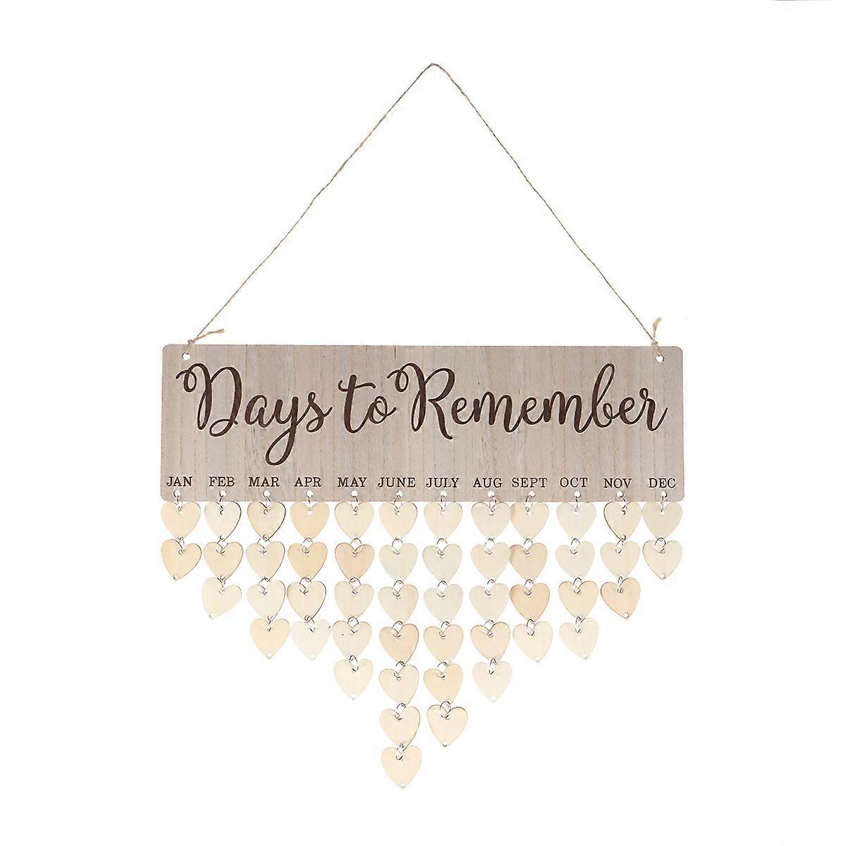 Heart-Shaped Plate Wooden Calendar Reminder Board for Reminding with Decor