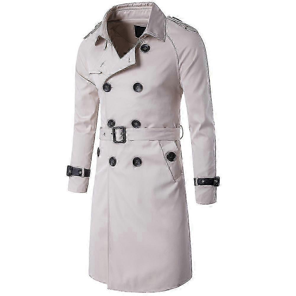 VAWAN Mens Casual Lapel Solid Double-Breasted Coat 2025