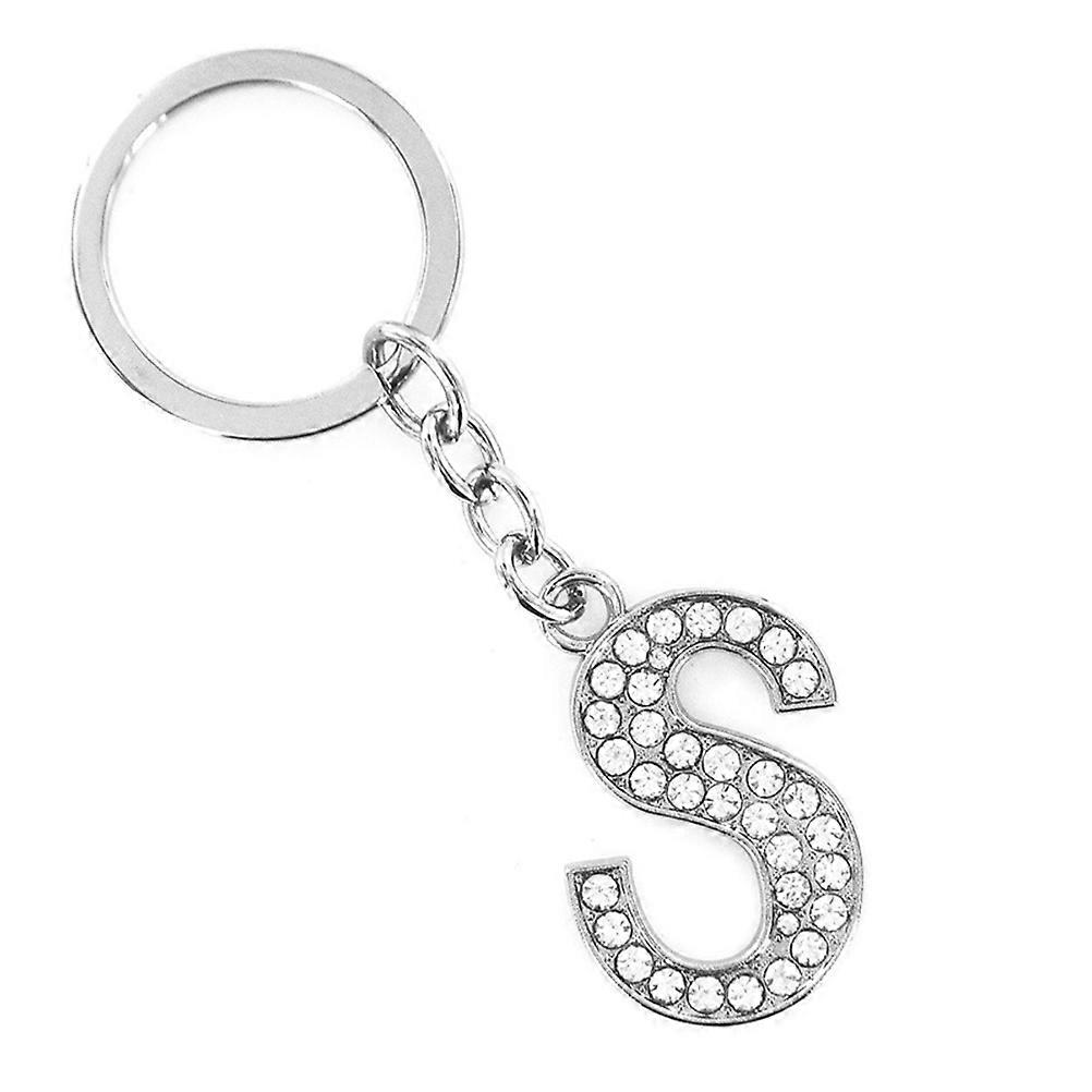 Metal Keyring Initial Letter Keychain Simple Stylish Alphabet Letter S Shape Collecting Keys Gift For Family 1Set