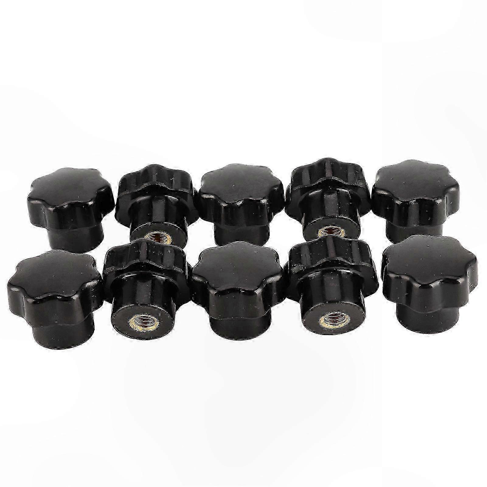10-Pack Knurled Knobs with Brass Insert M6x25 for Machinery Tools