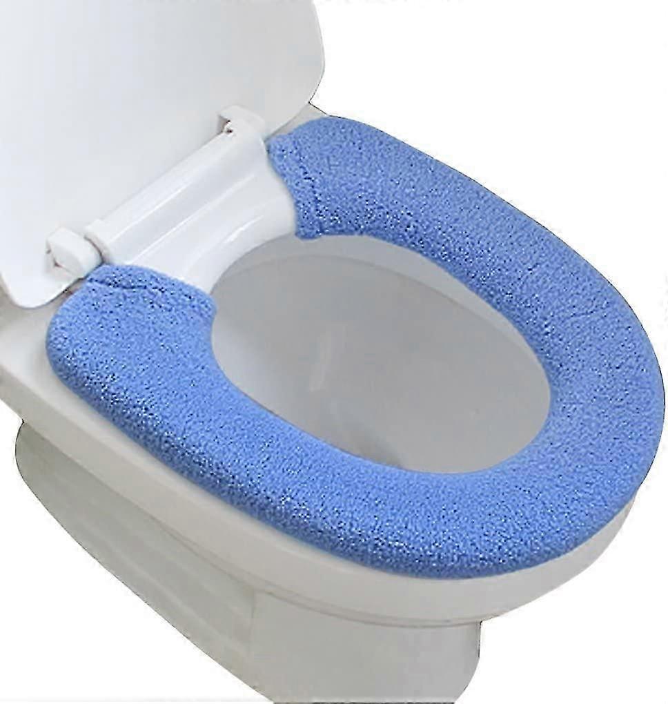 Elastic antibacterial layer toilet short plush cushion with snap button (blue)