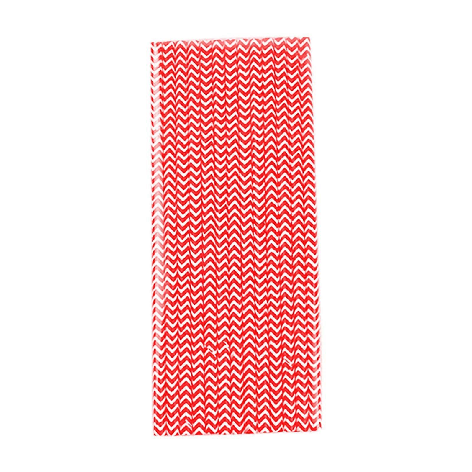 Qdahuk Colored Wave Paper Drinking Straw Can Be Naturally Decomposed Party Birthday Party Red