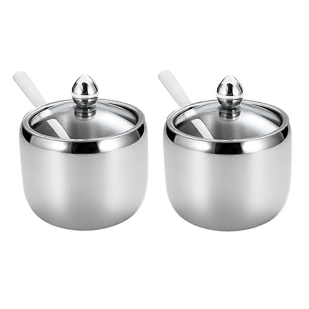 Salt Storage Container Stainless Steel Jar for Kitchen Use 2Pcs
