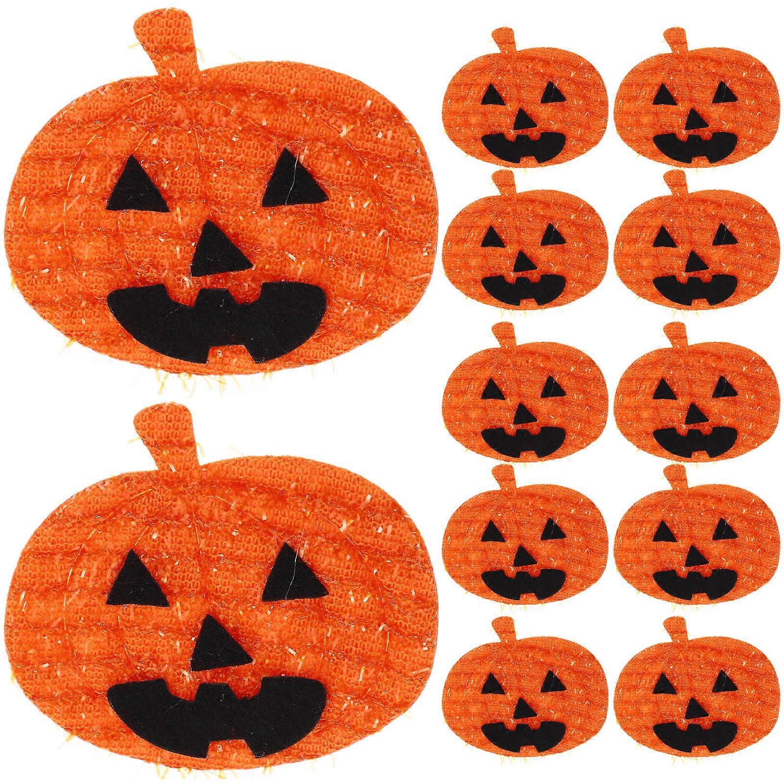 Halloween Patches Non-Woven Patch for Decoration 24Pcs Orange Pumpkin Design