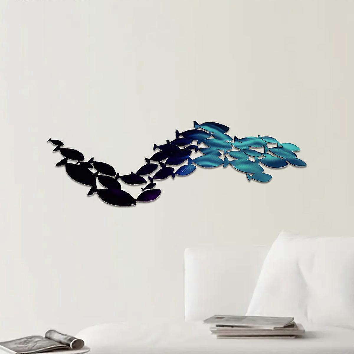 1PC Colorful School of Fish Hanging Metal Wall Décor for Home Interiors
