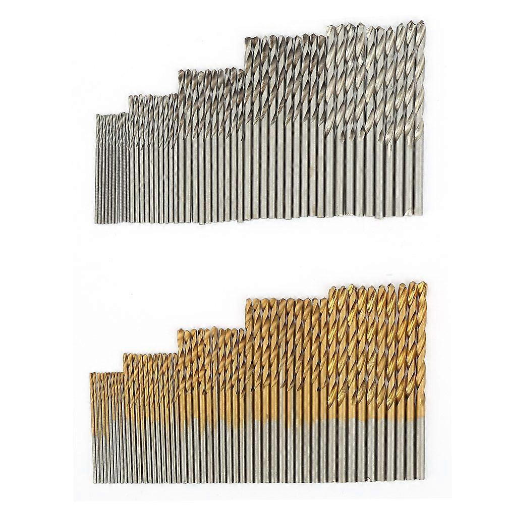 100pcs Titanium Coated & White Drill Bit Set High Speed Steel Twist Drill Bits