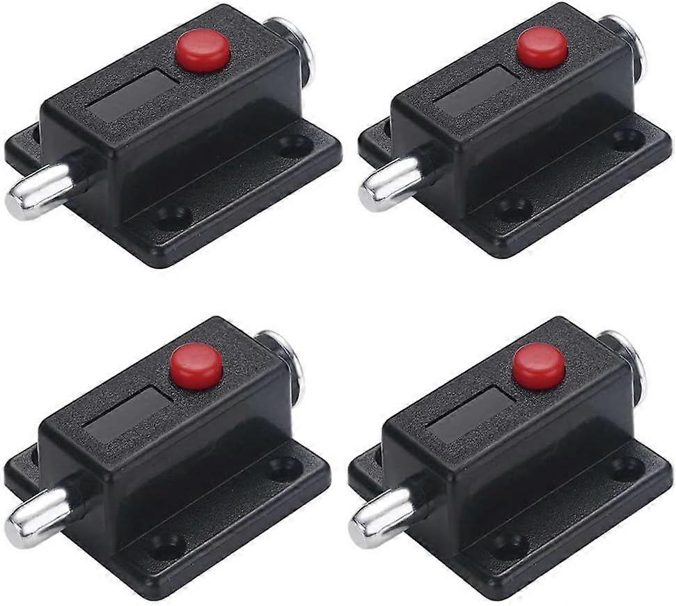 4pcs ABS Spring Latches for Cabinet Door Automatic Bolt Lock Easy Installation and Reinforced Tension Lock Set for Interior Security Black