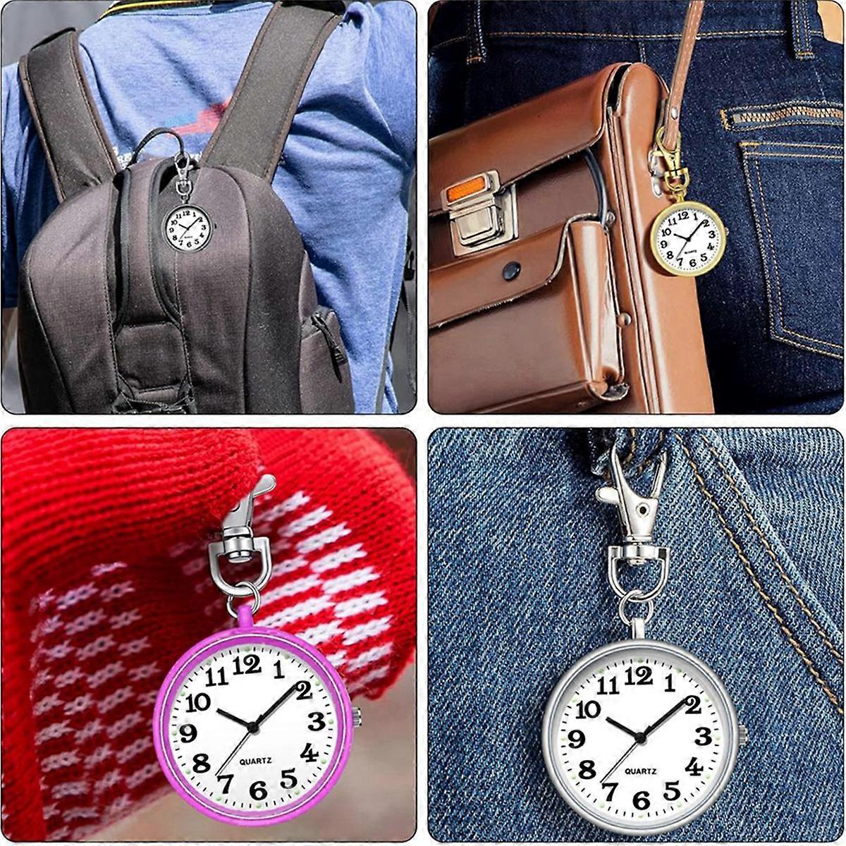 2pcs Nurses Watches Quartz Pocket Watch for Nurses Silver