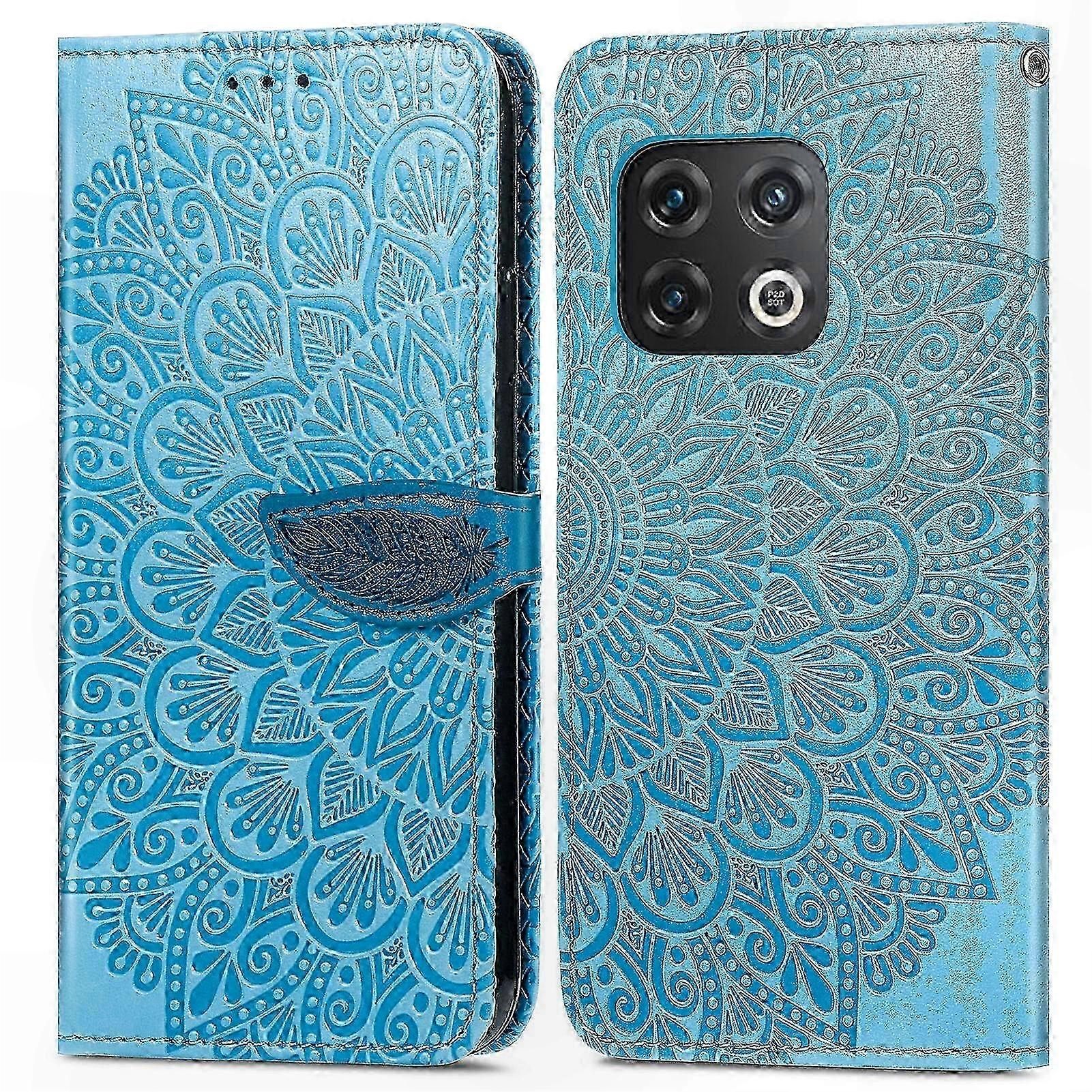 Mandala Pattern Leather Folio Case for OnePlus 10 Pro 5G Smartphone Protector with Card Slots