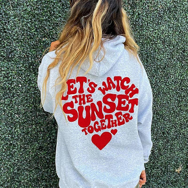 Women's letter slogan printed hoodie with drawstring and dropped shoulder sleeves