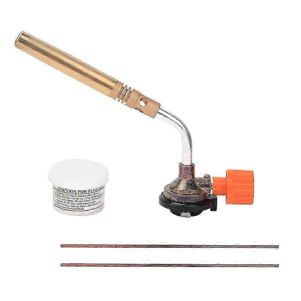 25-26 Gas Blow Torch Portable Adjustable Manual Ignition Welding Gun with 2Pcs Welding Rod Flux 1300