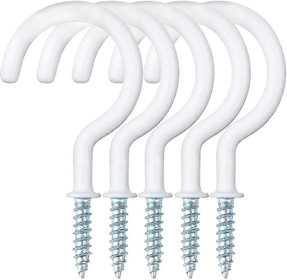 Cup Hooks,30 Pcs Cup Hooks Screw In Hooks White Mug Holder Plastic Coated Heavy
