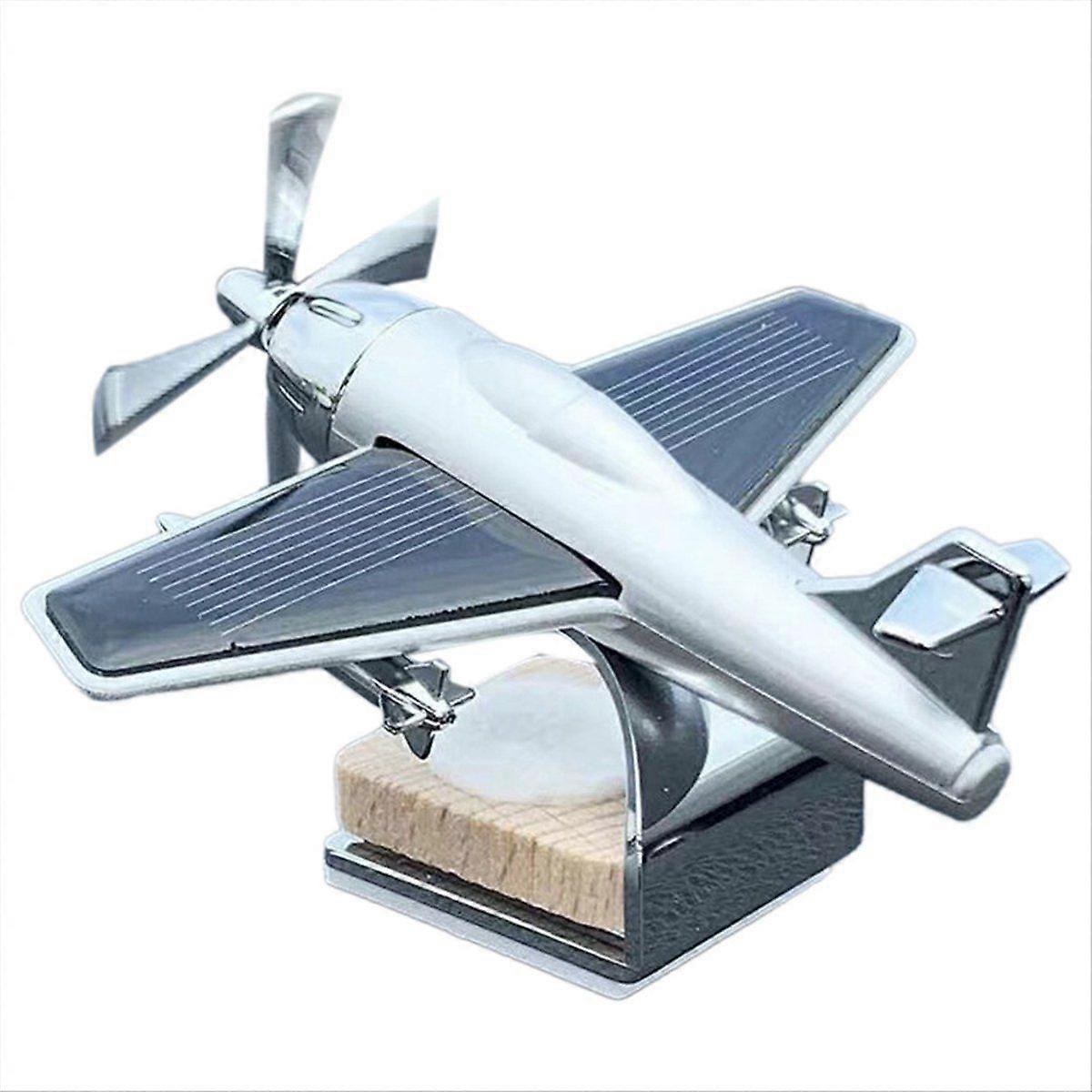 Solar Powered Rotating Aircraft Desktop Aircraft Decoration, B