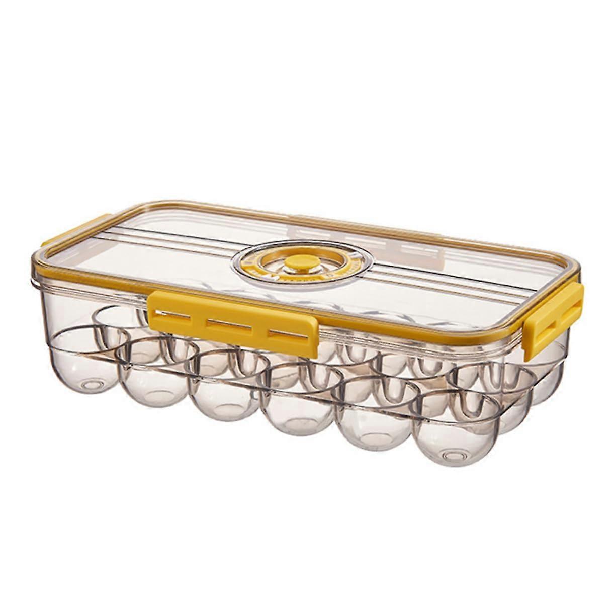 Fresh Egg Carton Timekeeping Function Large Capacity Egg Storage Box For Fridge Organization