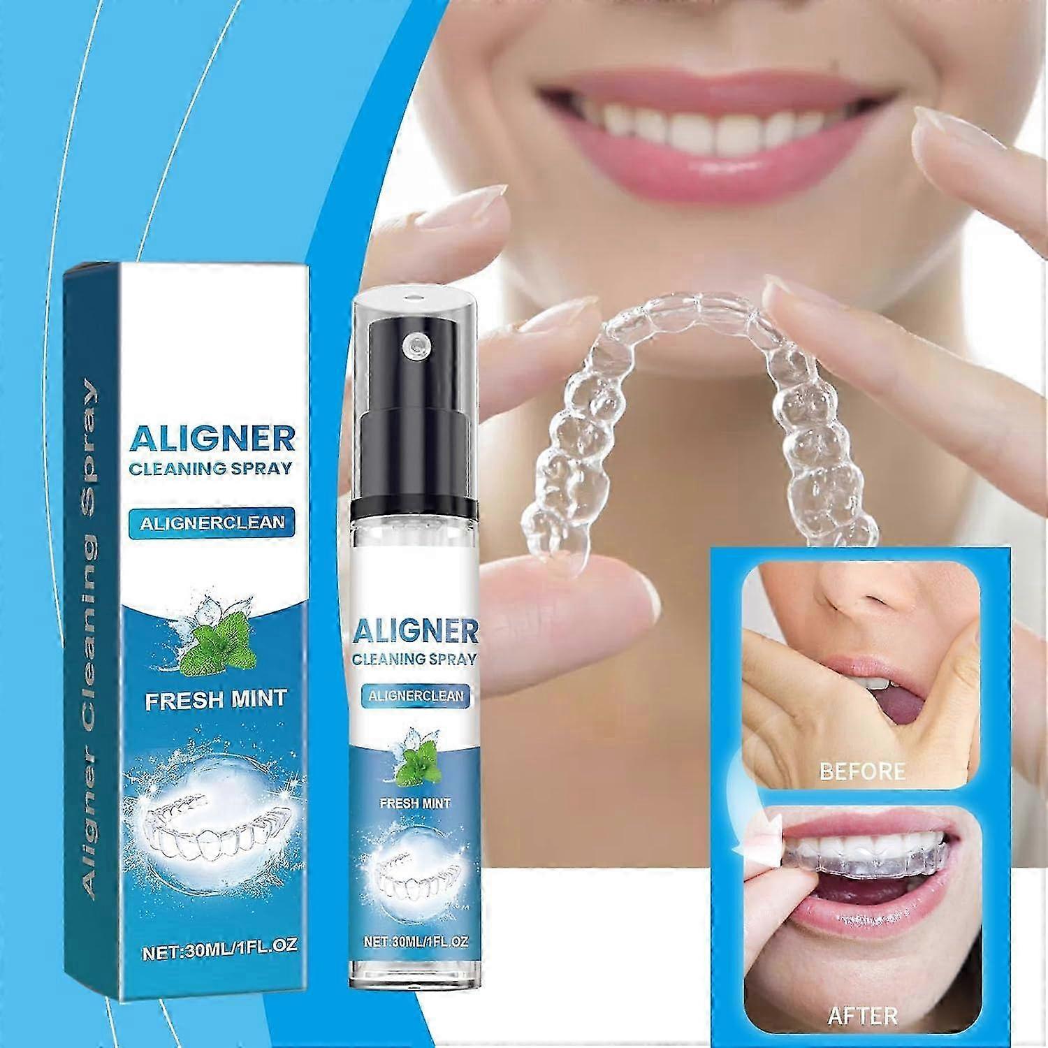 Aligner Cleaner Spray - Mint Flavored Retainer Clean Spray, Multi-Purpose Whitening Refreshing Foam for Aligners, Retainers, Mouth Guards