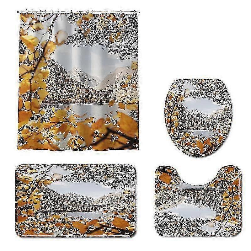 4個防水シャワーカーテンカーペットトイレマット