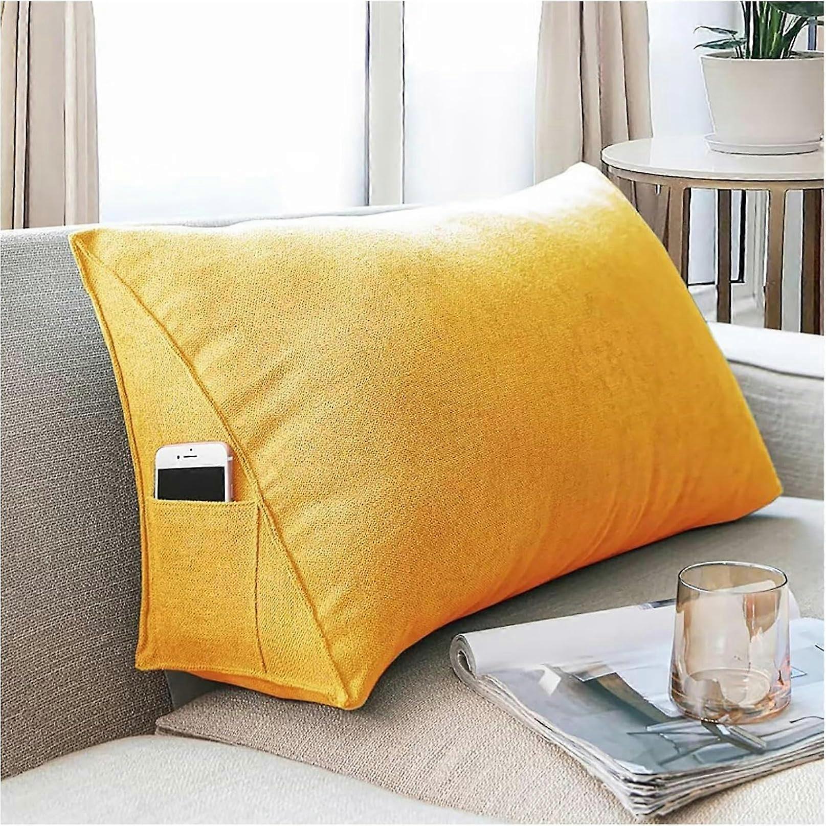 Headboard Pillow Wedge Reading Pillow For Bed, Solid Color, Triangle Back Cushion, Soft Support