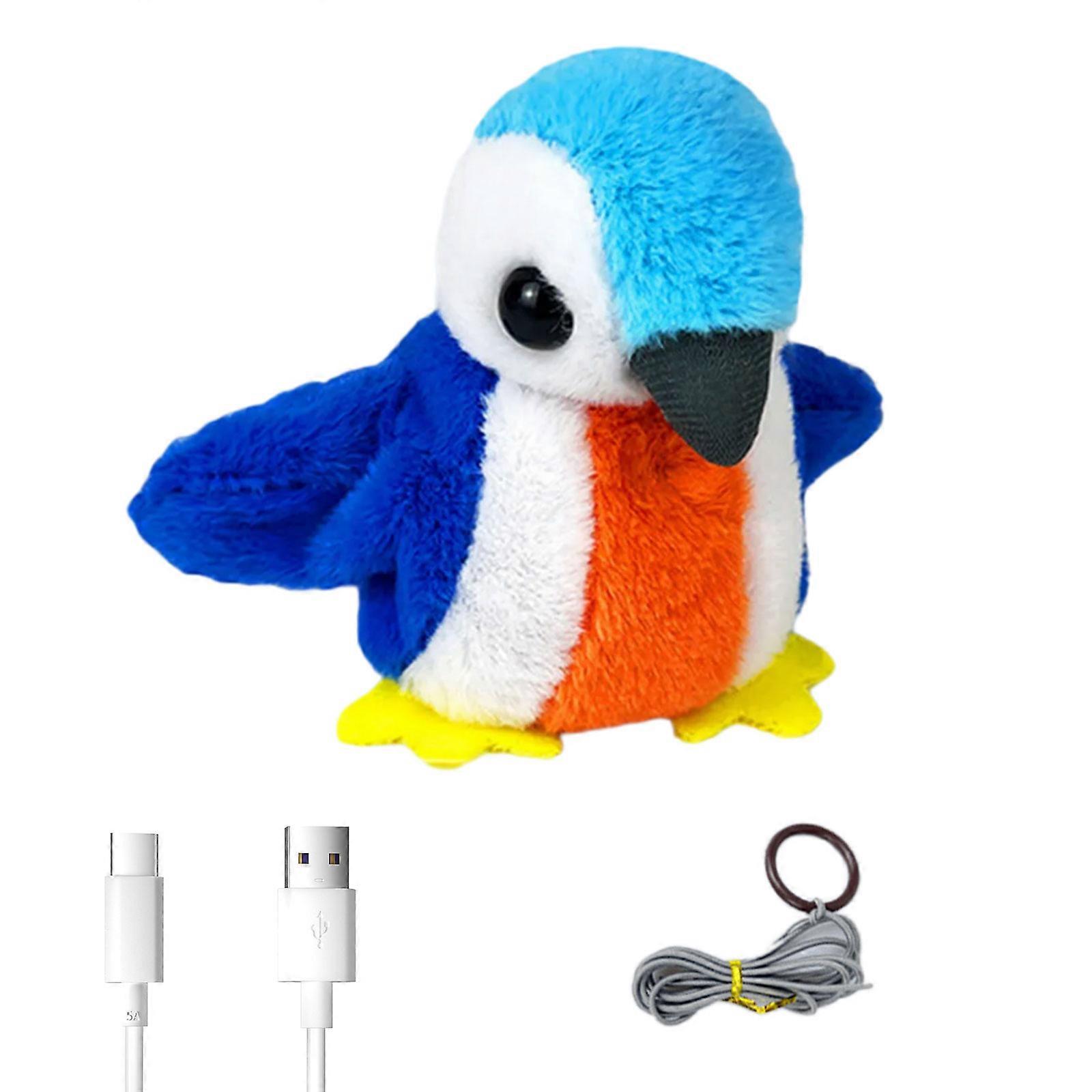 Intelligent Touch Activated Electric Plush Bird Flapping Wing Realistic Chirping Indoor Cats Toy for Fun and Exercise Multicolor