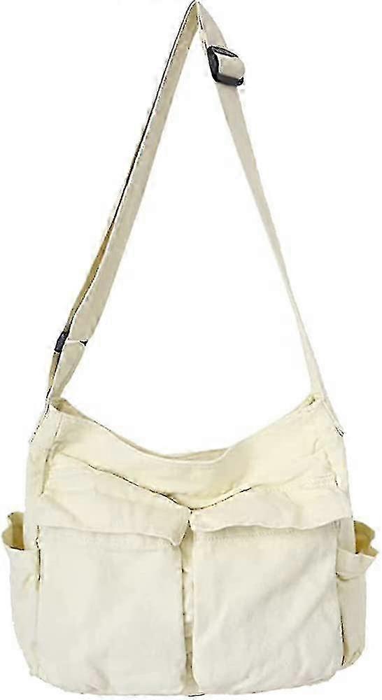 Canvas Shoulder Tote Bag with Multiple Compartments for Work and Travel