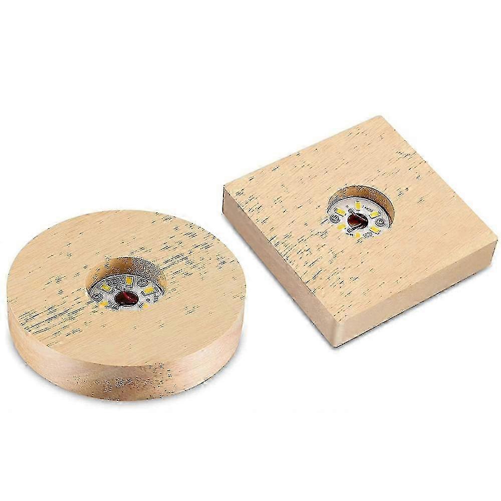 2ピースウッドライトディスプレイベース木製LEDディスプレイベースクリスタルガラスライトベーススタンドウッドLEDディf54