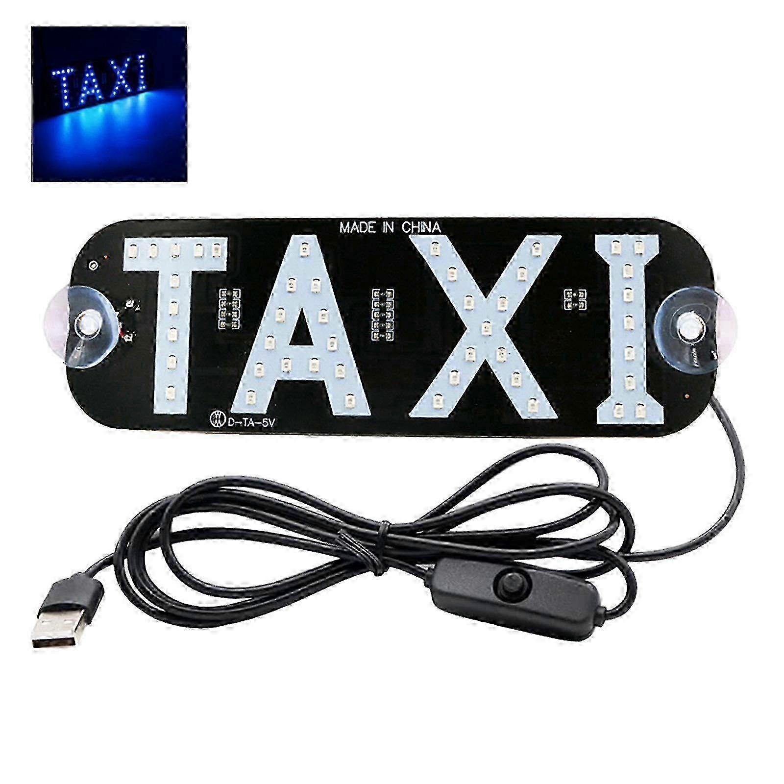 LED Taxi Light Sign for Car Window - Flashing USB-Powered with On/Off Switch - Taxi Roof Lamp Decor Hwy