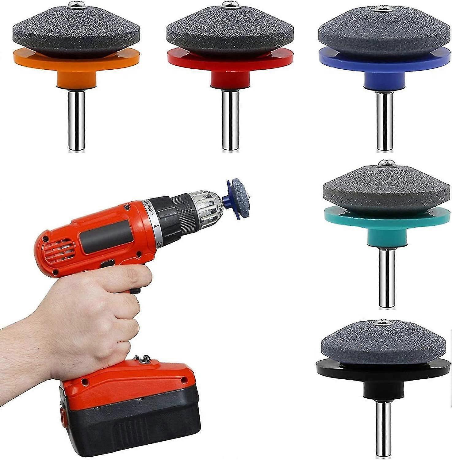 5 Pcs Lawn Mower Sharpener Attachment Rotary File Drill Suitable For Rotary Lawn Mowers, Shovels, Lawn Mowers, Axes And Other Garden Tools Betterlifef