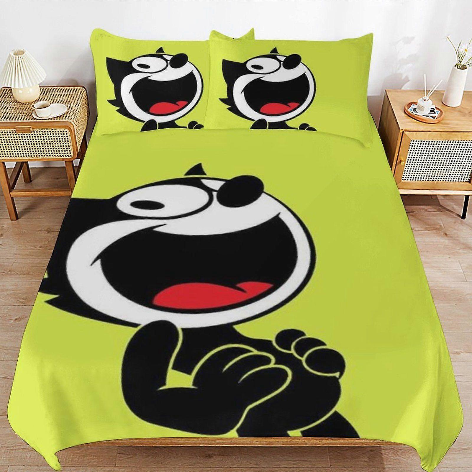 E195 Felix The Cat Daily Sleeping Comfort Smooth Surface Zipper Secure Fit Duvet Cover Sets for Home Use F195