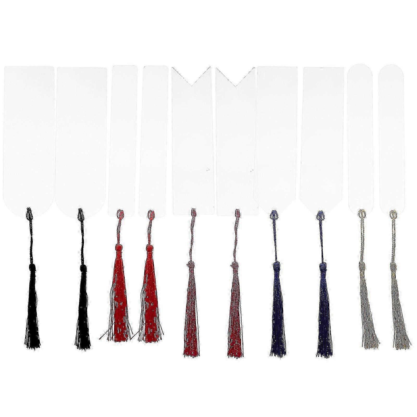 1 Set of Clear Acrylic Bookmarks Blank DIY Acrylic Bookmark Acrylic Markers with Tassels