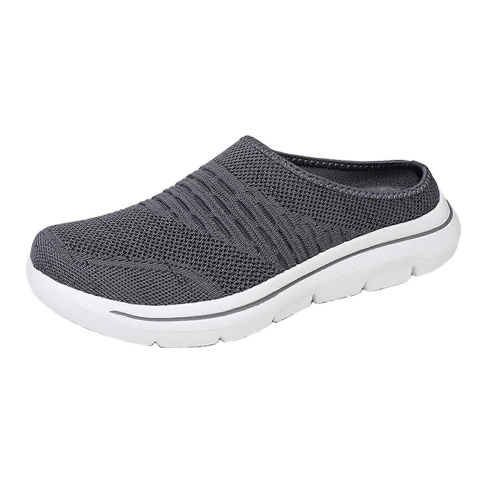Mesh Slip On Mules for Men, Breathable OpenBack Mesh SlipOn Mules, Backless Casual Sneakers, Dark Gray Outdoor Shoes