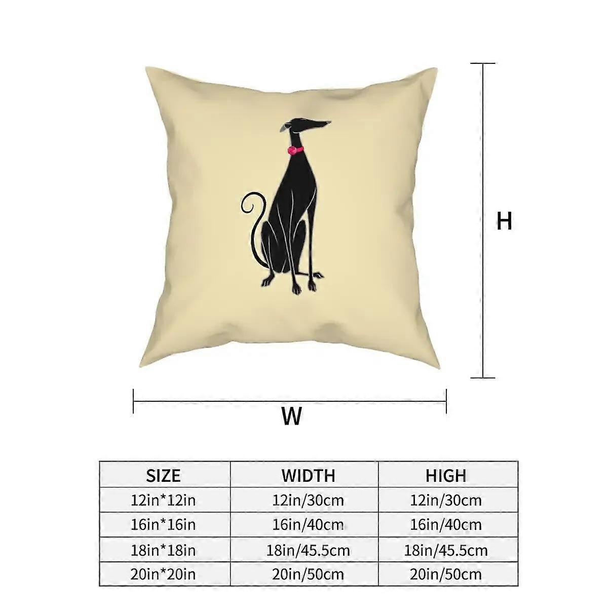 Housse de coussin carrée Snooty en polyester, motif lévrier, whippet et chien de chasse à vue.