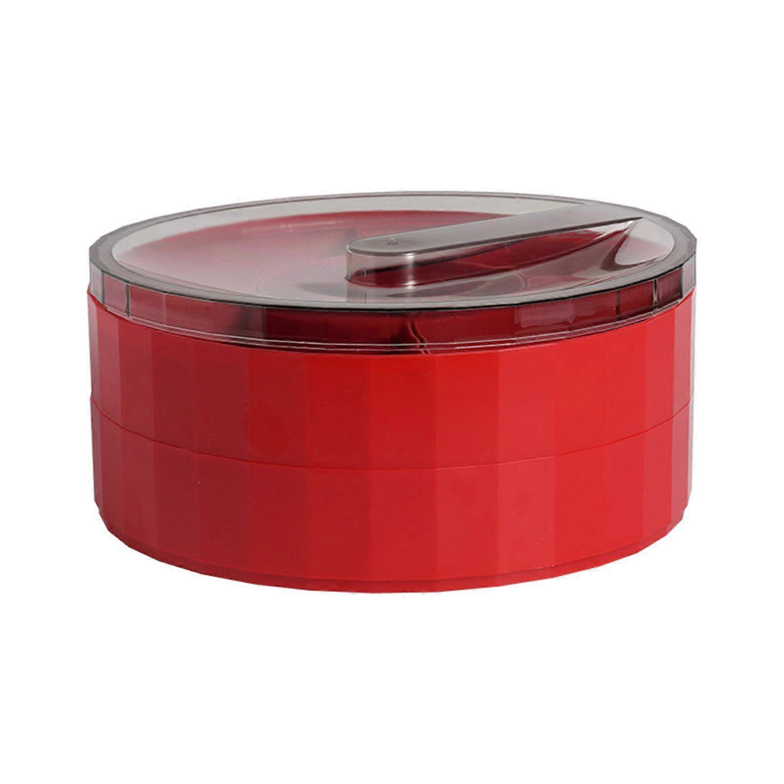 Rotatable Divided Serving Tray Red Double Layer Nut Candy Snacks Dried Fruit Serving Dish Platter