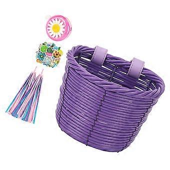 Bambini Biciclette Cestino Streamer Campanelli Bici con Adesivo Manubrio Anteriore Staccabile Cestino Bici Decorazione Durevole Bianco
